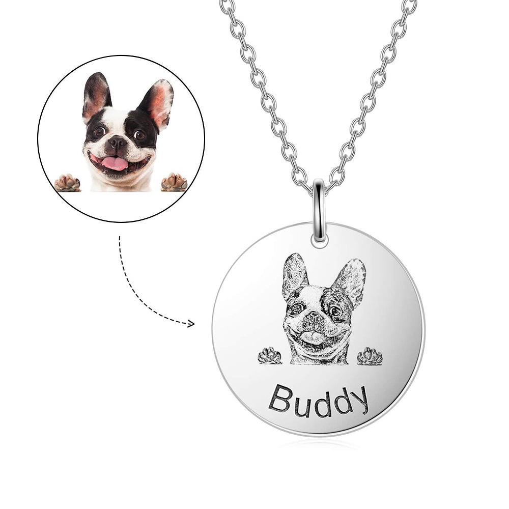 Personalized Pet Photo Necklace For Women Cute Cat Dog Birth Month Flowers, customed Necklace, Stainless steel