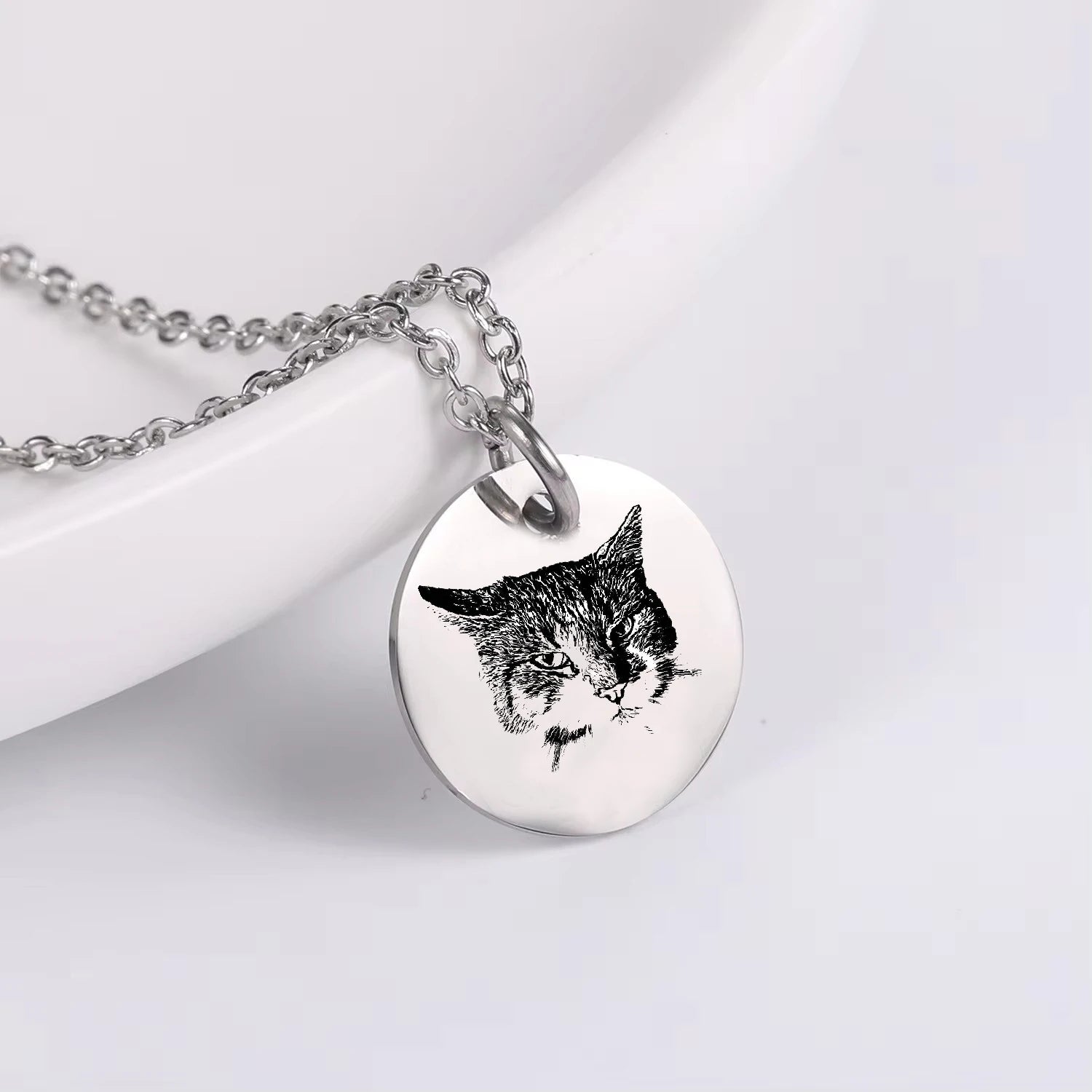 Personalized Pet Photo Necklace For Women Cute Cat Dog Birth Month Flowers, customed Necklace, Stainless steel