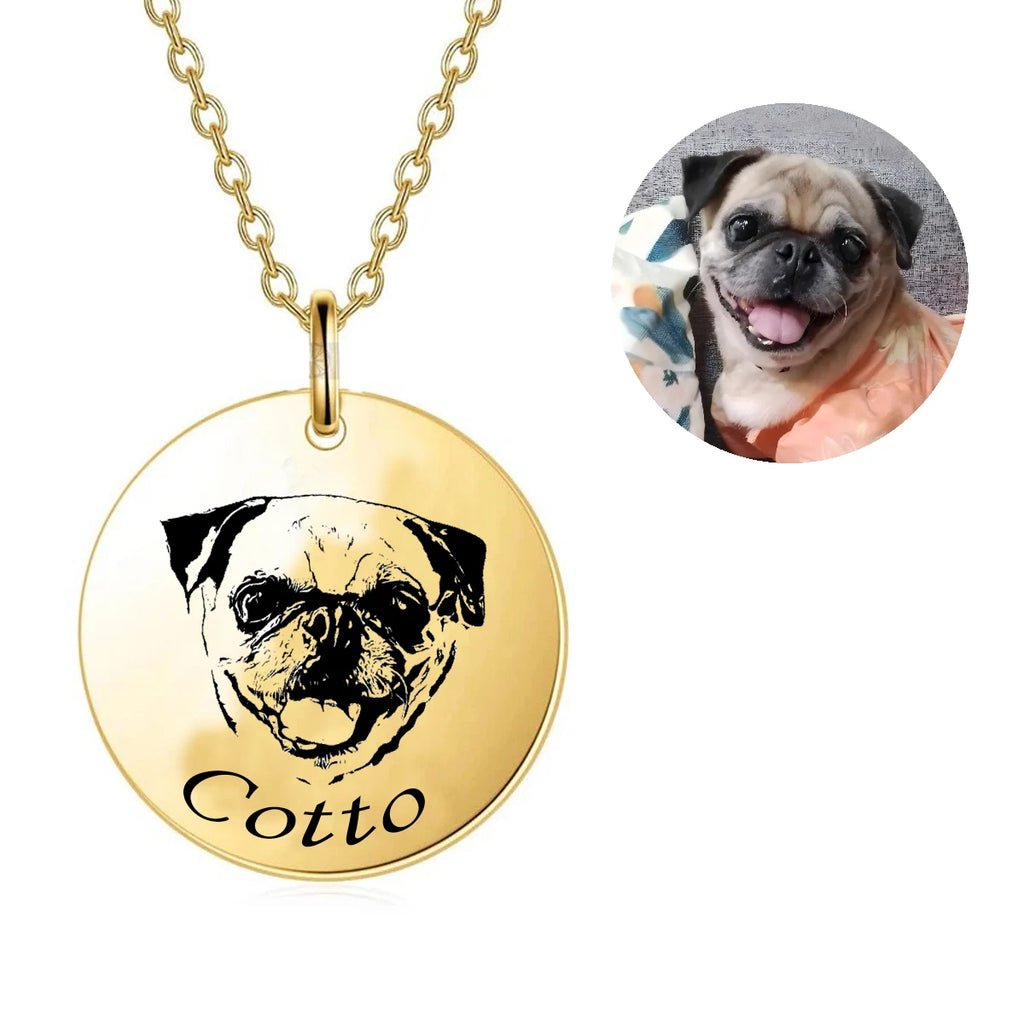 Personalized Pet Photo Necklace For Women Cute Cat Dog Birth Month Flowers, customed Necklace, Stainless steel