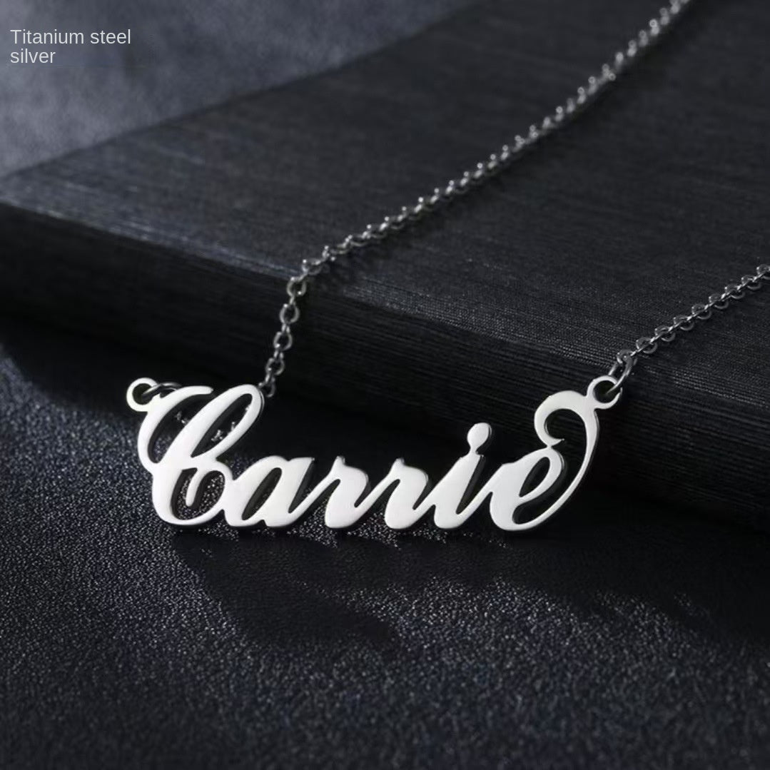 Customized stainless steel necklace , women's customized name letter necklace, customized jewelry collarbone chain