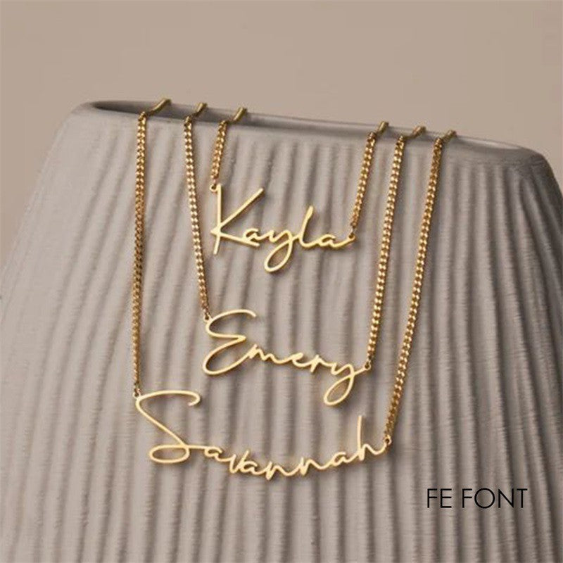 European and American new stainless steel name necklace, fashionable gold-plated necklace, collarbone chain, custom name necklace, neck chain