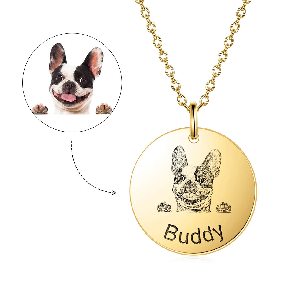 Personalized Pet Photo Necklace For Women Cute Cat Dog Birth Month Flowers, customed Necklace, Stainless steel
