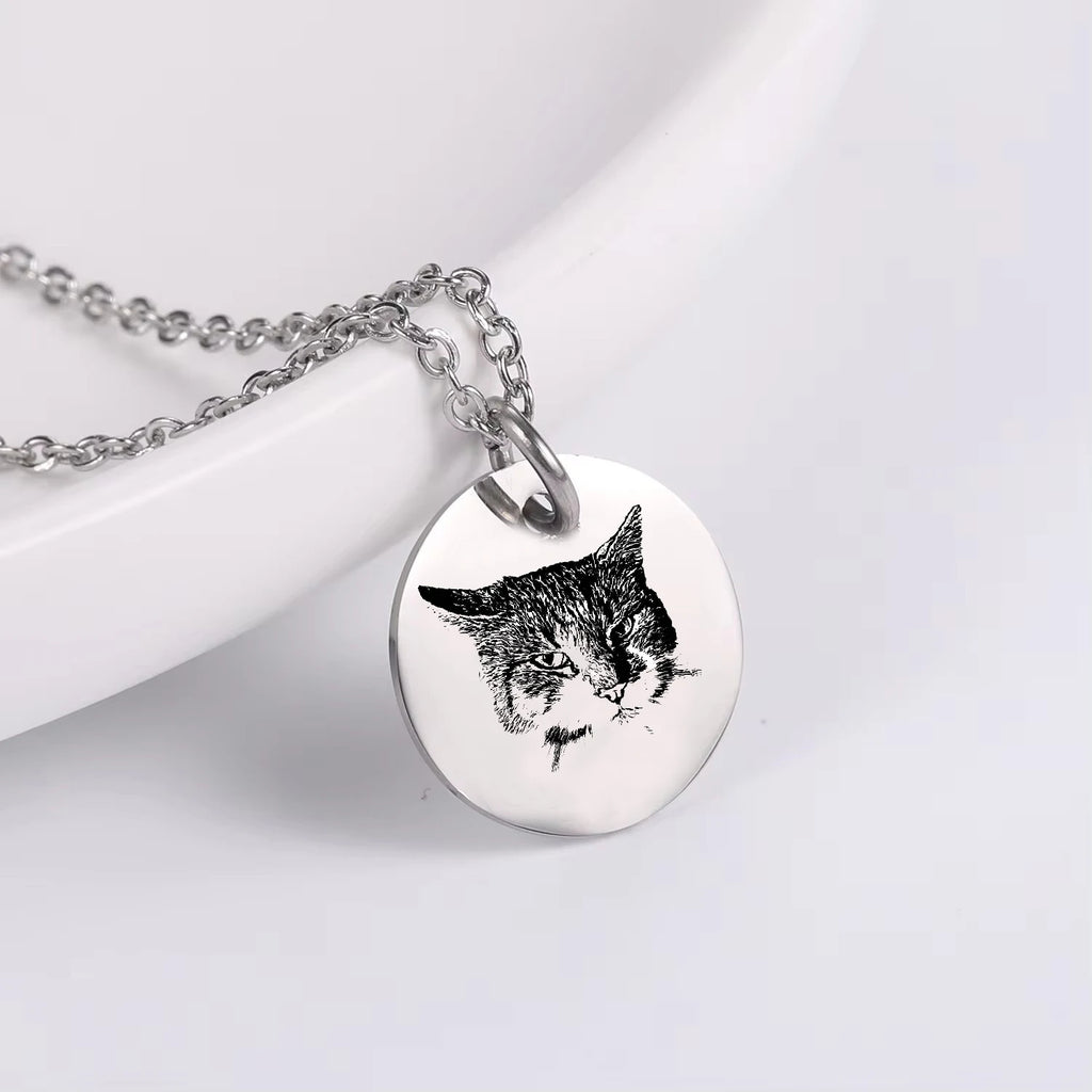 Personalized Pet Photo Necklace For Women Cute Cat Dog Birth Month Flowers, customed Necklace, Stainless steel