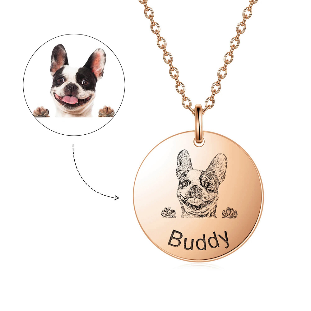 Personalized Pet Photo Necklace For Women Cute Cat Dog Birth Month Flowers, customed Necklace, Stainless steel