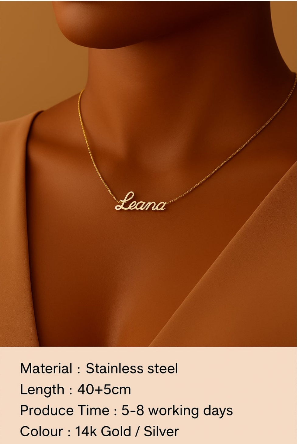 European and American new stainless steel name necklace, fashionable gold-plated necklace, collarbone chain, custom name necklace, neck chain